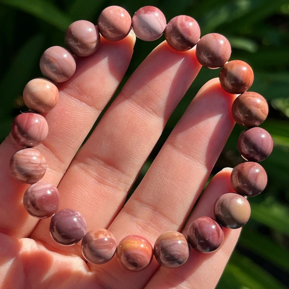 9.5mm stretchable purple red alashan agate bracelet‎ 0284